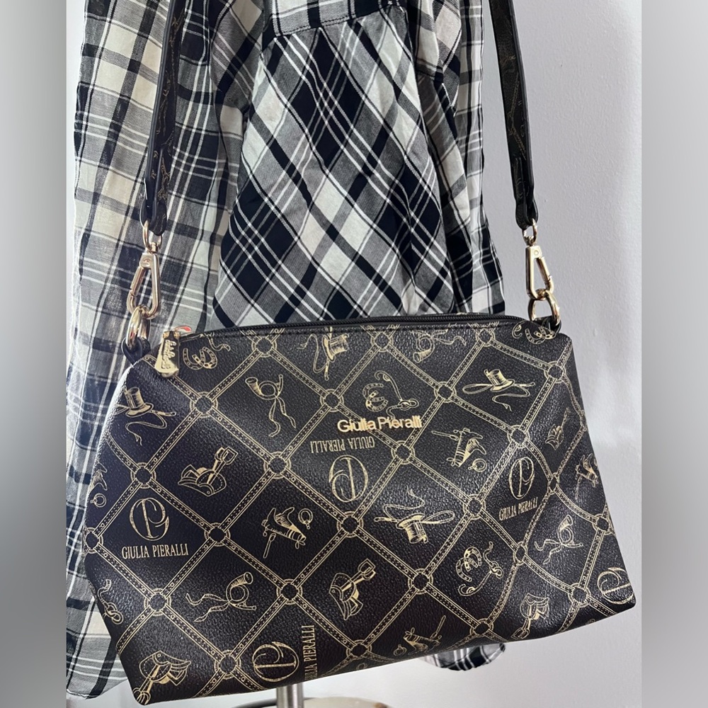 Giulia Pieralli Black and Gold Patterned Bag